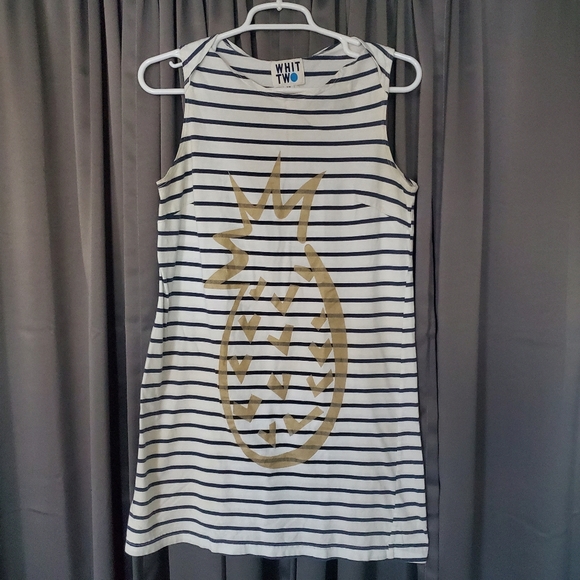 Anthropologie Whit Too Gleaming Lanai Dress- XSmall, striped with gold pineapple - Picture 9 of 13